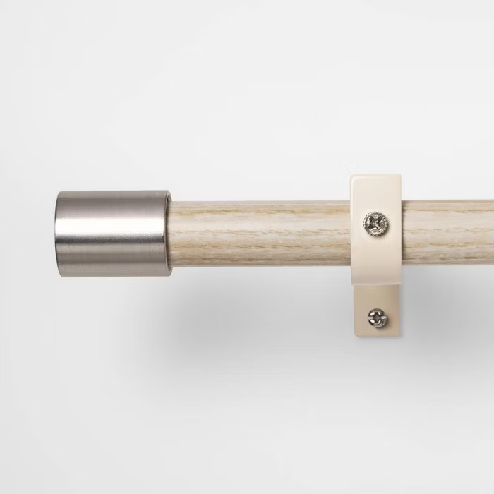 Brushed Nickel Finial Curtain Rod Natural Wood - Pillowfort™ | Target