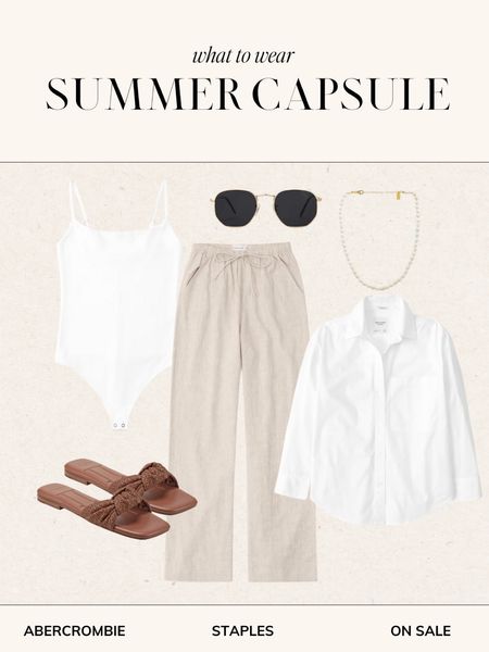 Summer capsule wardrobe // Abercrombie staples on sale! (20% off jewelry DANIELLE20)

Capsule wardrobe, summer outfit, casual summer outfit, neutral outfit, white button down outfit, linen pants outfit, coastal grandma 

#LTKsalealert #LTKunder100 #LTKSeasonal