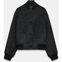 Zara - Zw Collection Wool-Blend Bomber Jacket - Dark Gray - S - Woman | Zara US