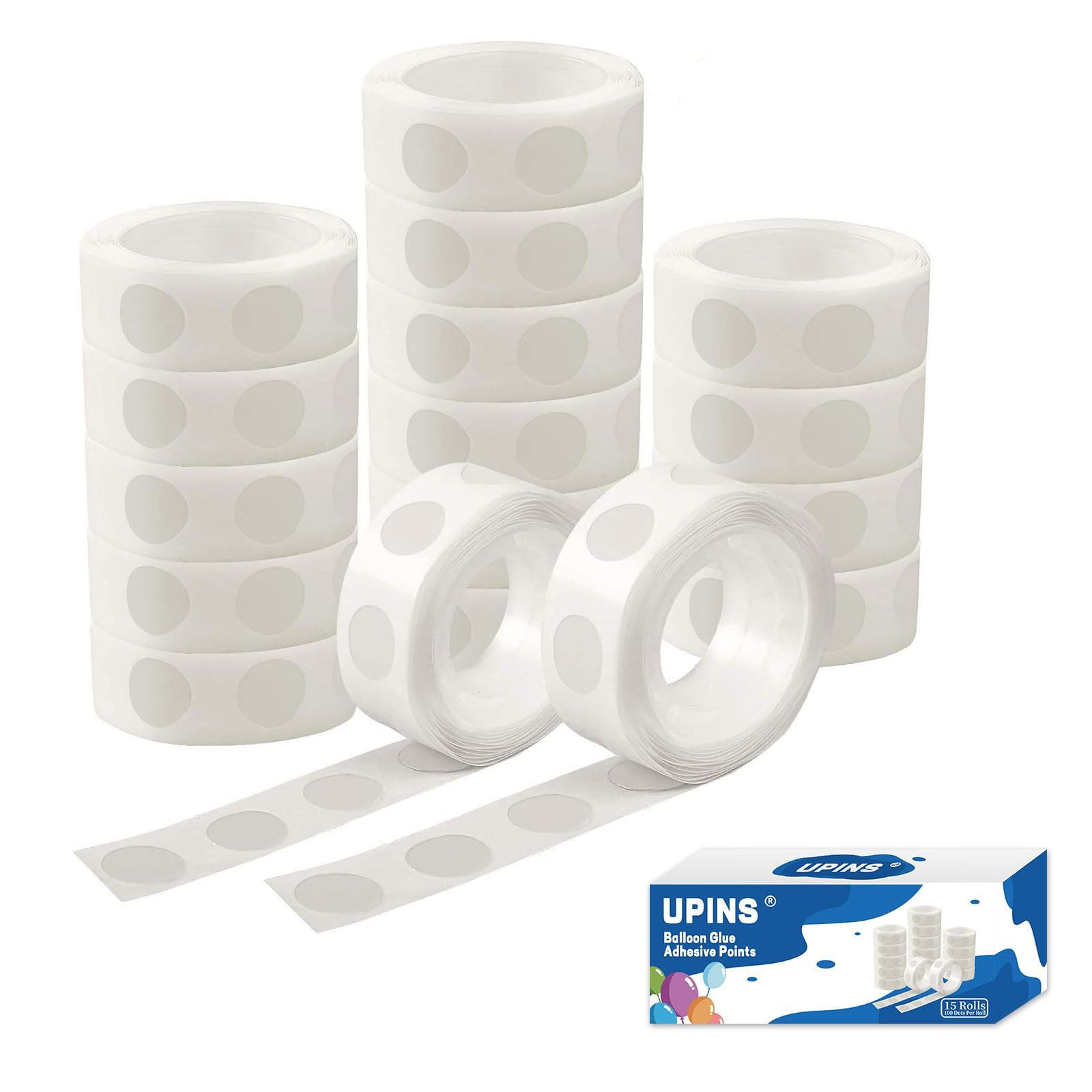 UPINS 1500 Pcs Point Dots Balloon Glue Removable Adhesive Point Tape, 15 Rolls Double Sided Dots ... | Amazon (US)