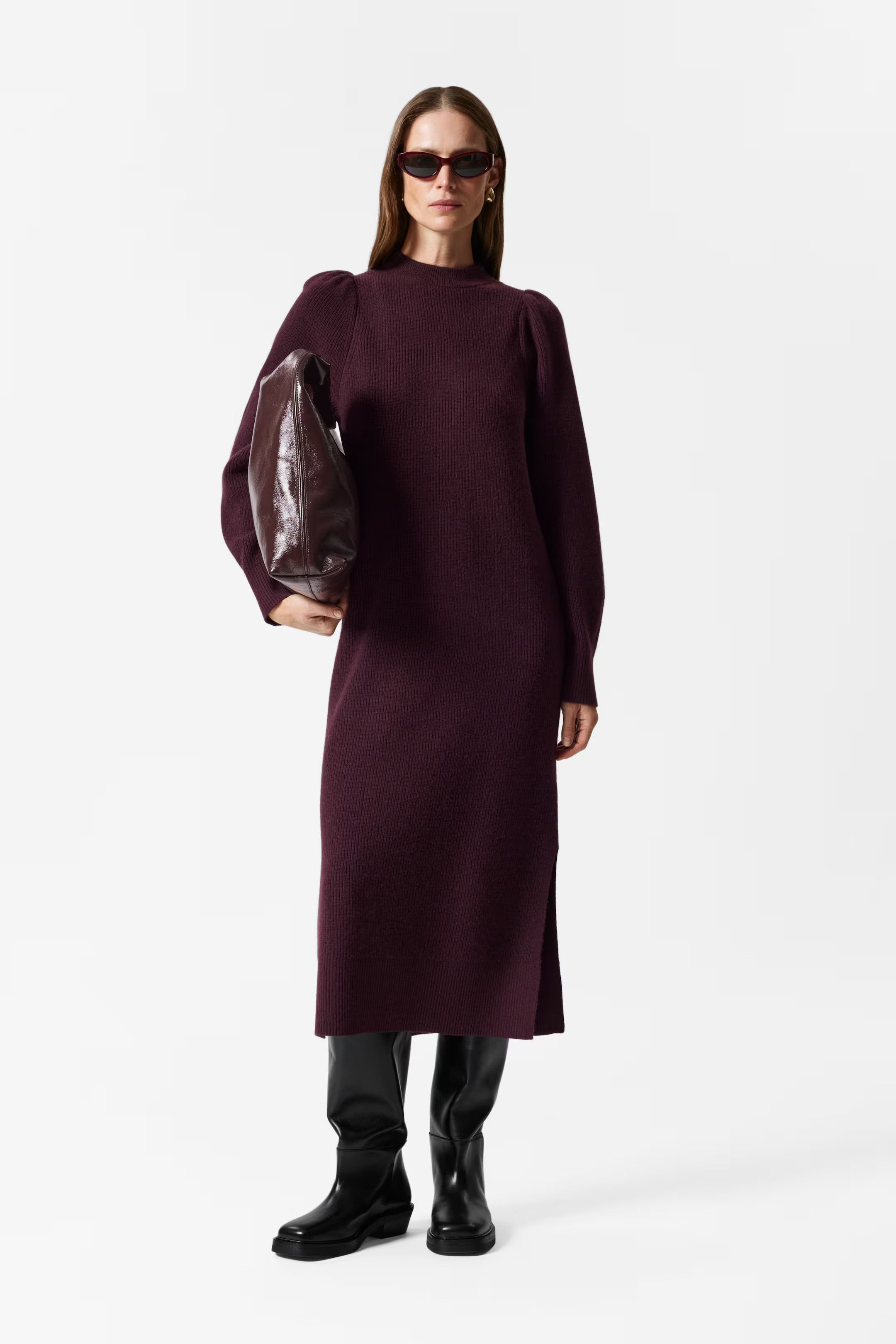 Midikleid aus Wolle mit Puffärmeln | H&M (DE, AT, CH, NL, FI)