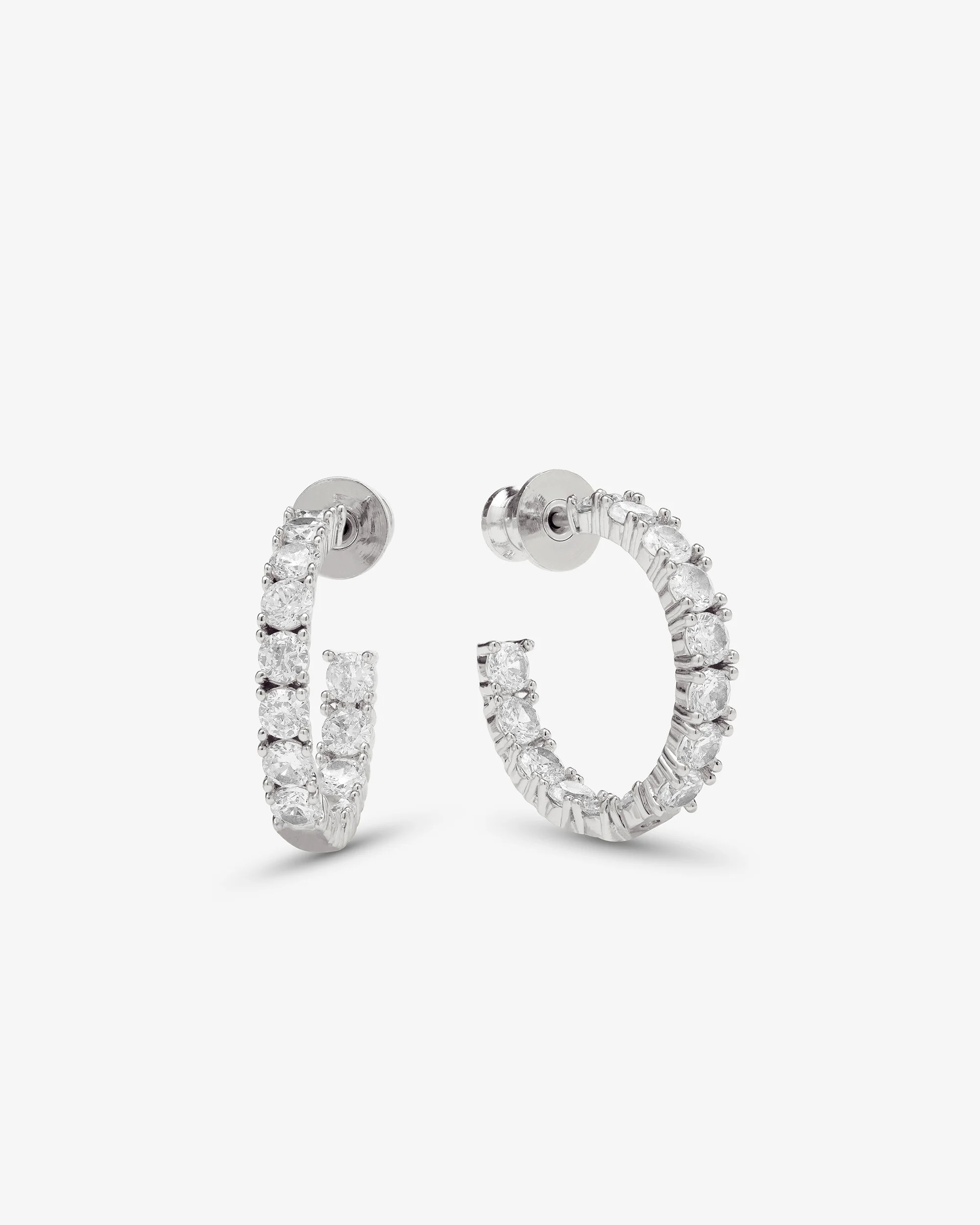 Heiress .75" Dainty Hoops Earrings - Silver Simulated Diamond | Melinda Maria Jewelry