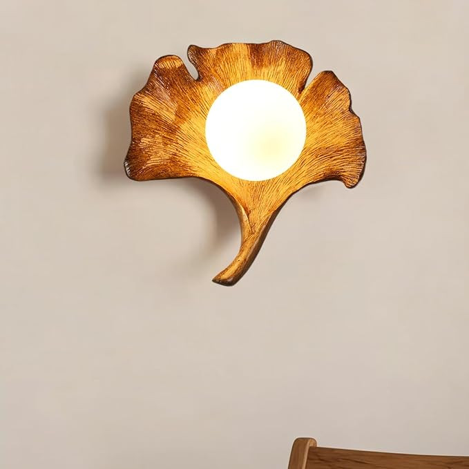 Skyblaze Mid-Century Modern Wall Sconce Ginkgo Leaf Shape Wall Light Textured Resin Base Decorati... | Amazon (US)