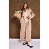 Beige Wool Look Military Coat | PrettyLittleThing UK