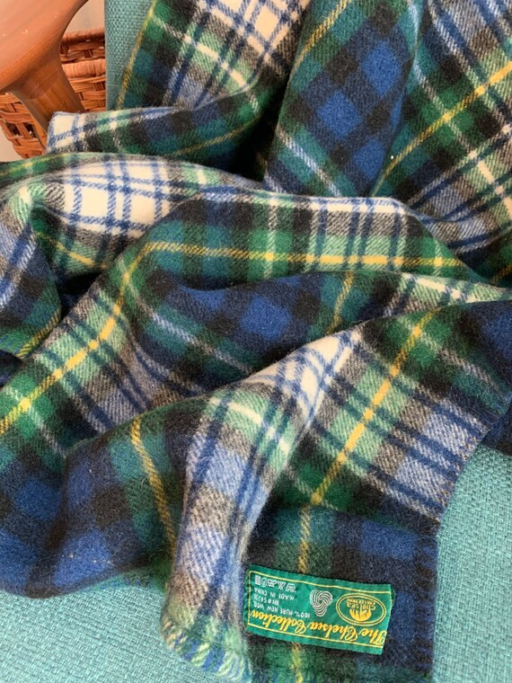 Vintage All Wool Tartan Plaid Throw Blue Green Black the | Etsy | Etsy (US)