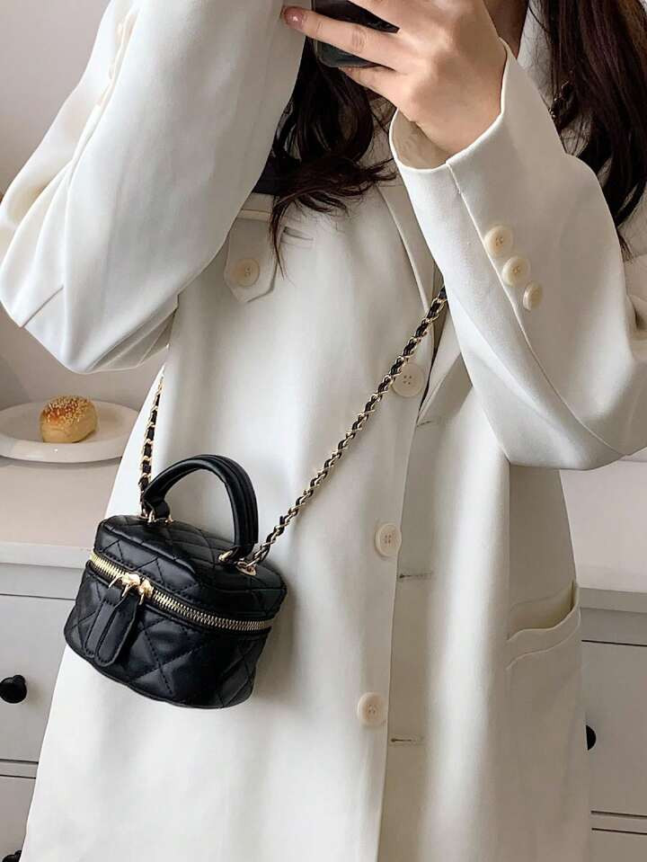 Sweet, Graceful And Fashionable Rhombus Grid Stitching Solid Color Single Shoulder And Crossbody ... | SHEIN