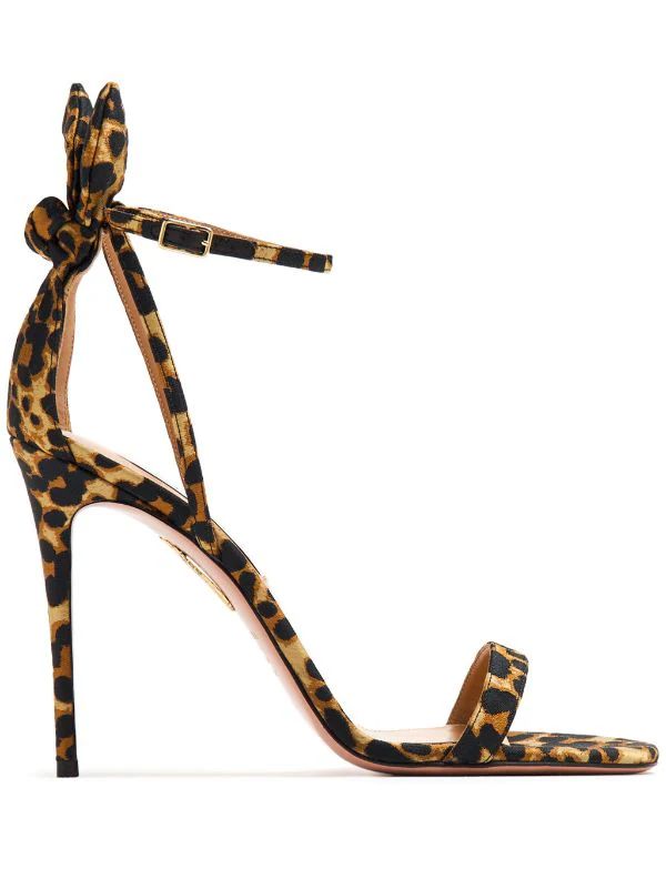 Aquazzura Bow Tie 105mm Leopard Sandals - Farfetch | Farfetch Global