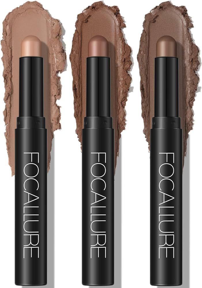 FOCALLURE 3 Pcs Cream Eyeshadow Stick,Matte Eyeshadow Pencil Crayon,Crease-proof Eye Shadow Brigh... | Amazon (US)