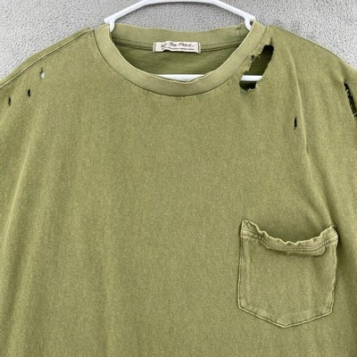 We the Free People Rubi Tee Shirt Women Medium Green Distressed Oversized Grunge | eBay US