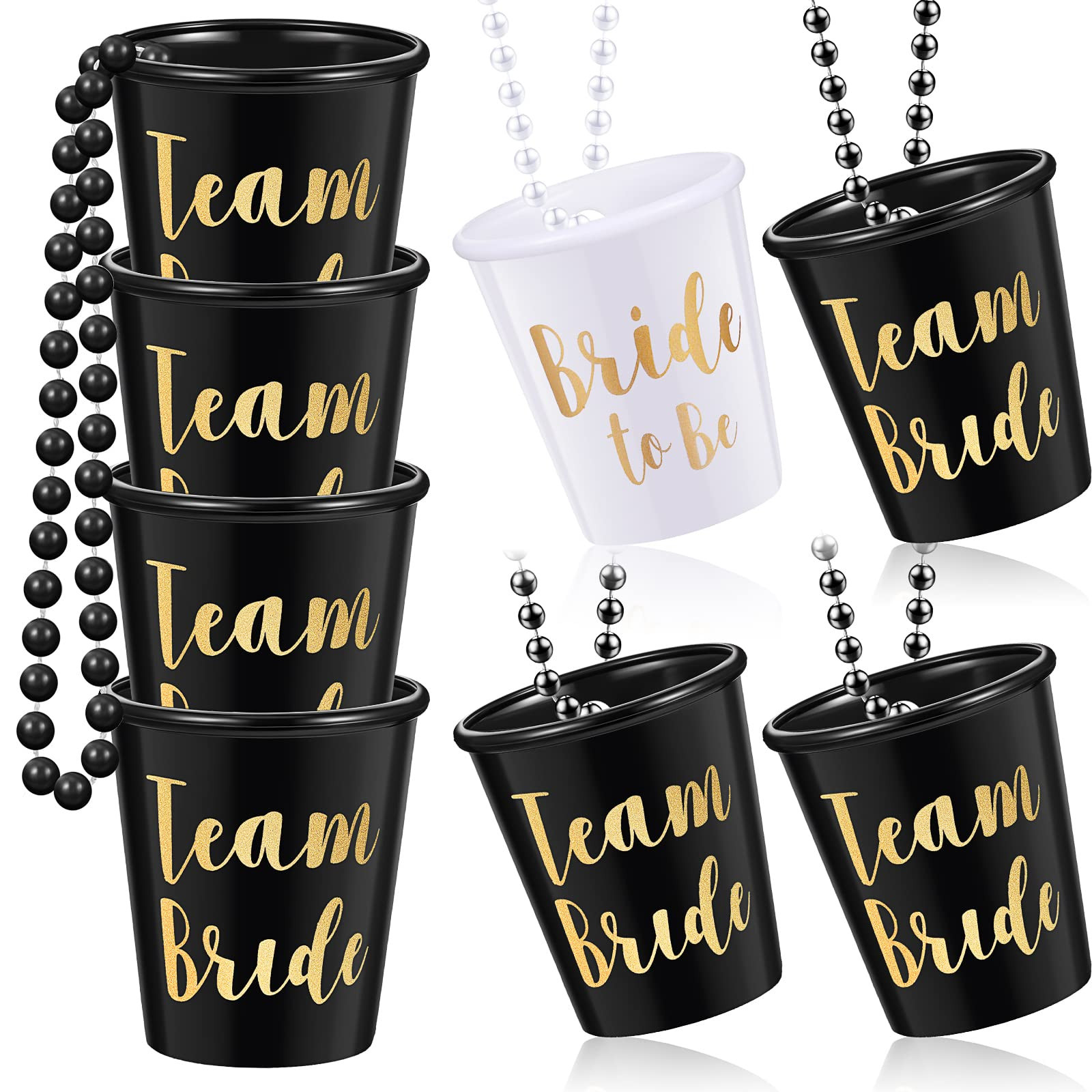 Boao 8 Pieces Bride Shot Necklace Glass, Bachelorette Shot Glass Necklace with Gold Foil for Wedd... | Amazon (US)
