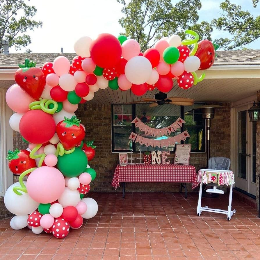 QICIG Strawberry Party Decoration Balloon Garland Set, Girl Birthday Party Supplies, Strawberry R... | Amazon (US)