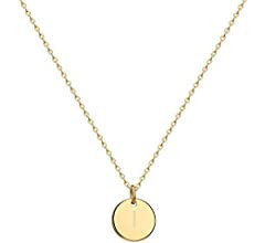 Valloey Rover Gold Initial Pendant Necklace, 14K Gold Plated Disc Double Side Engraved 16.5" Adju... | Amazon (US)