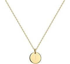 Valloey Rover Gold Initial Pendant Necklace, 14K Gold Plated Disc Double Side Engraved 16.5" Adju... | Amazon (US)