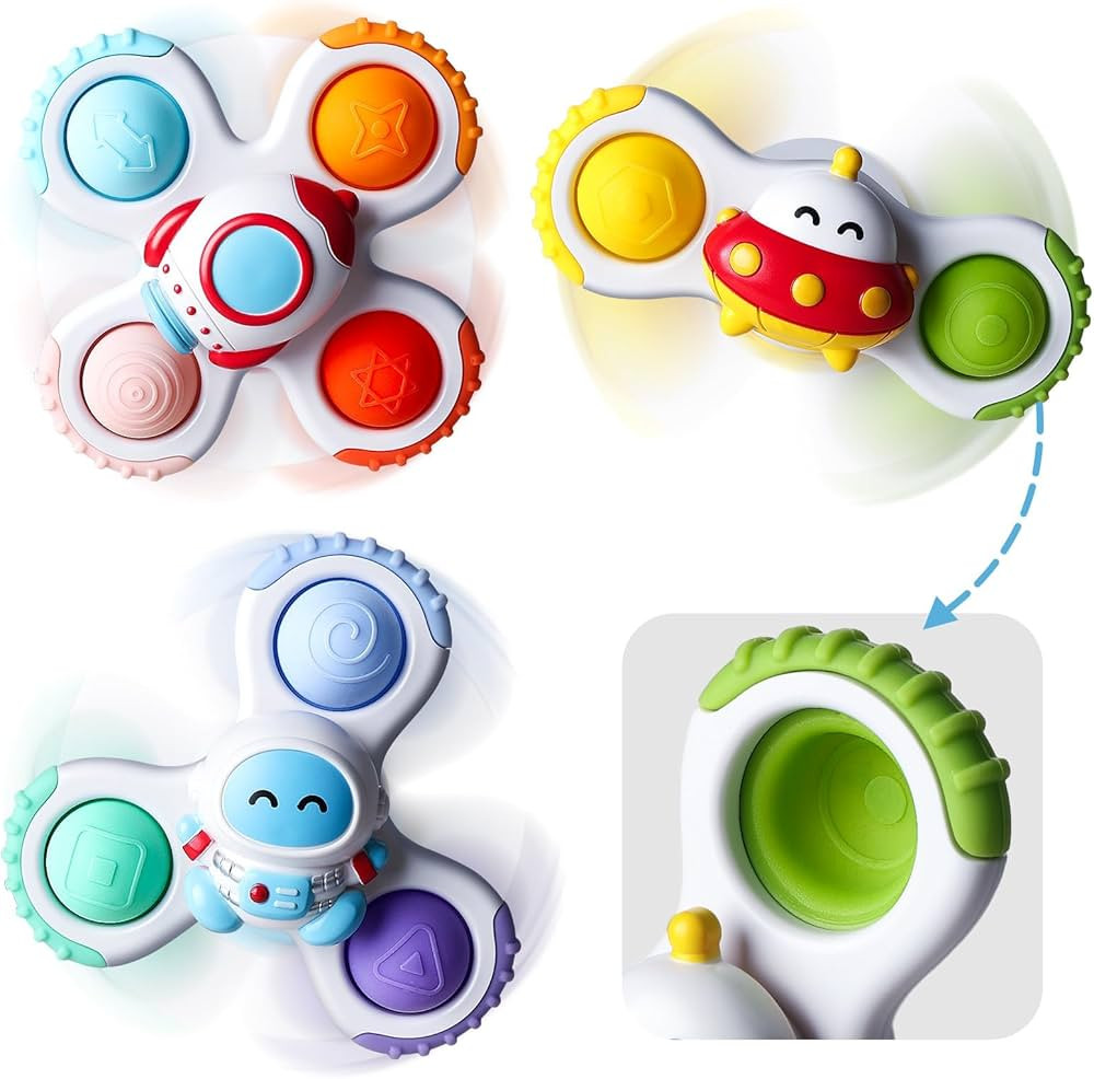 ALASOU 3PCS Pop Suction Cup Spinner Toys for 1 Year Old Boy Girl|Novelty Spinning Tops Toddler To... | Amazon (US)