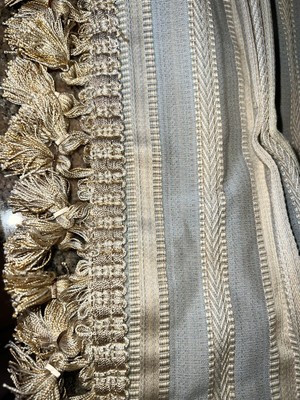 CUSTOM KRAVET~ETHAN ALLEN~PINCH PLEAT DRAPES~GREY&IVORY STRIPE 86”LONG | eBay US