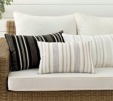 Celine Striped Outdoor Performance Lumbar Pillow | Pottery Barn (US)