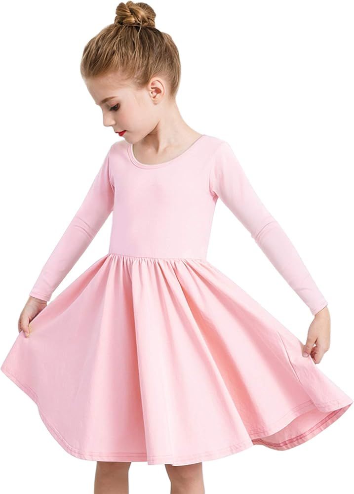 STELLE Toddler/Girls Long Sleeve Casual A-Line Twirly Skater Dress for School Party 3-12 Years | Amazon (US)