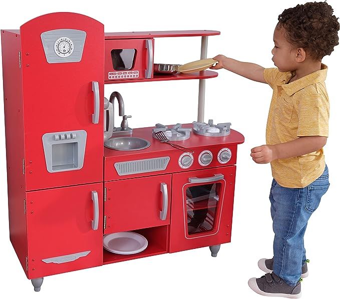 Amazon.com: KidKraft Vintage Play Kitchen, Red, Gift for Ages 3+ : Toys & Games | Amazon (US)