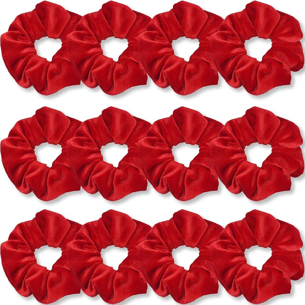 IVARYSS Red Scrunchies, Premium Velvet Soft Hair Scrunchy, Solid Colors Thick Elastic Bands, Hair... | Amazon (US)