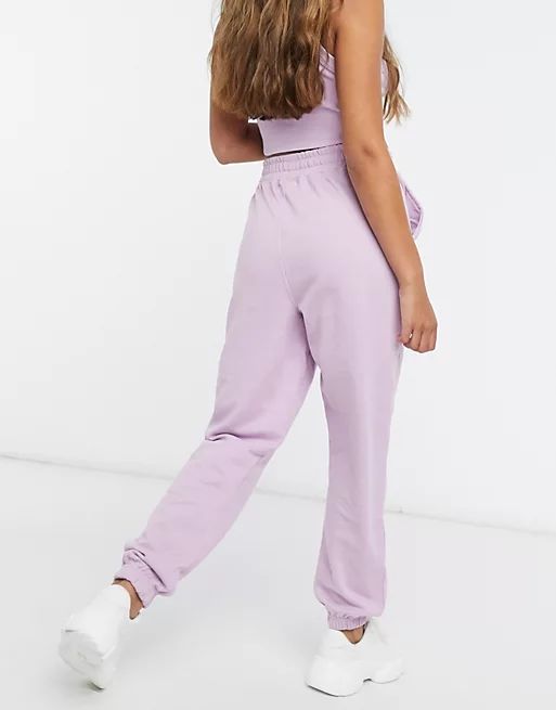 Missguided Petite oversized embroidered sweatpants in lilac - part of a set | ASOS (Global)