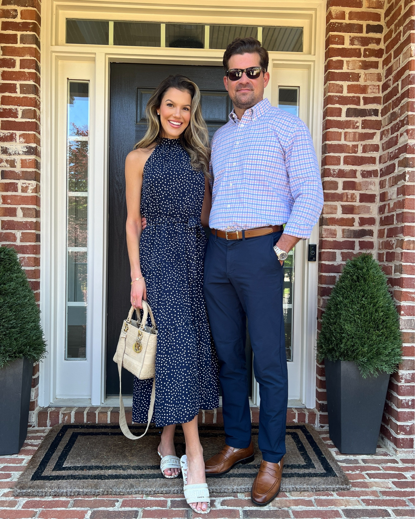 Sunday morning church outfits. I love this dress. It comes in multiple colors and patterns. Wearing a size small. 
Robby is wearing his famous Amazon pants that are “dupes” to the Lululemon pants. Robbys shirt is Joseph A Banks & it’s a non iron slim fit.. but I can find the exact one. So I’m linking a shirt that’s the same style. He wears a 17 1/2. 

#LTKstyletip #LTKfindsunder100 #LTKfindsunder50