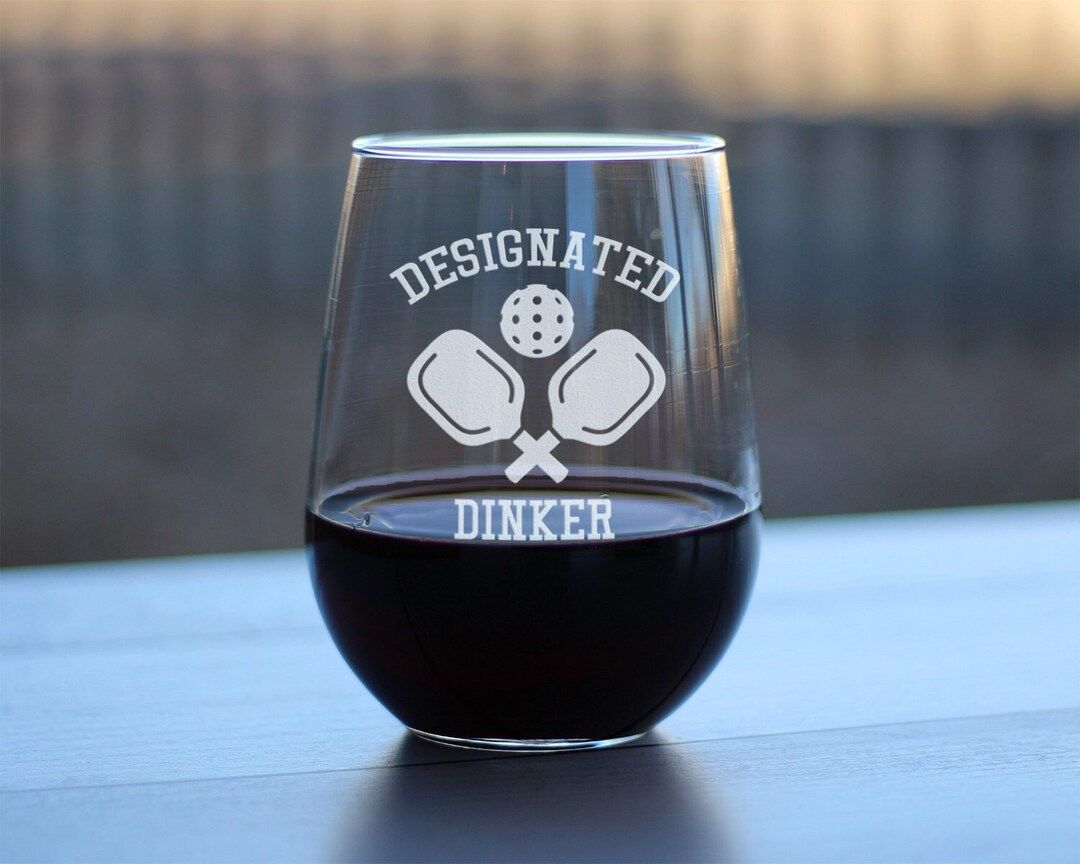 Designated Dinker Stemless Wine Glass Funny Pickleball - Etsy | Etsy (US)