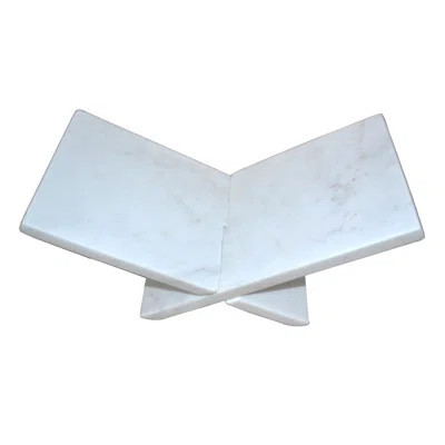 Nyles 13" White Marble Bookstand - Sturdy And Chic Trays And Plates For Home Decor, Premium Marble Materials | Wayfair North America