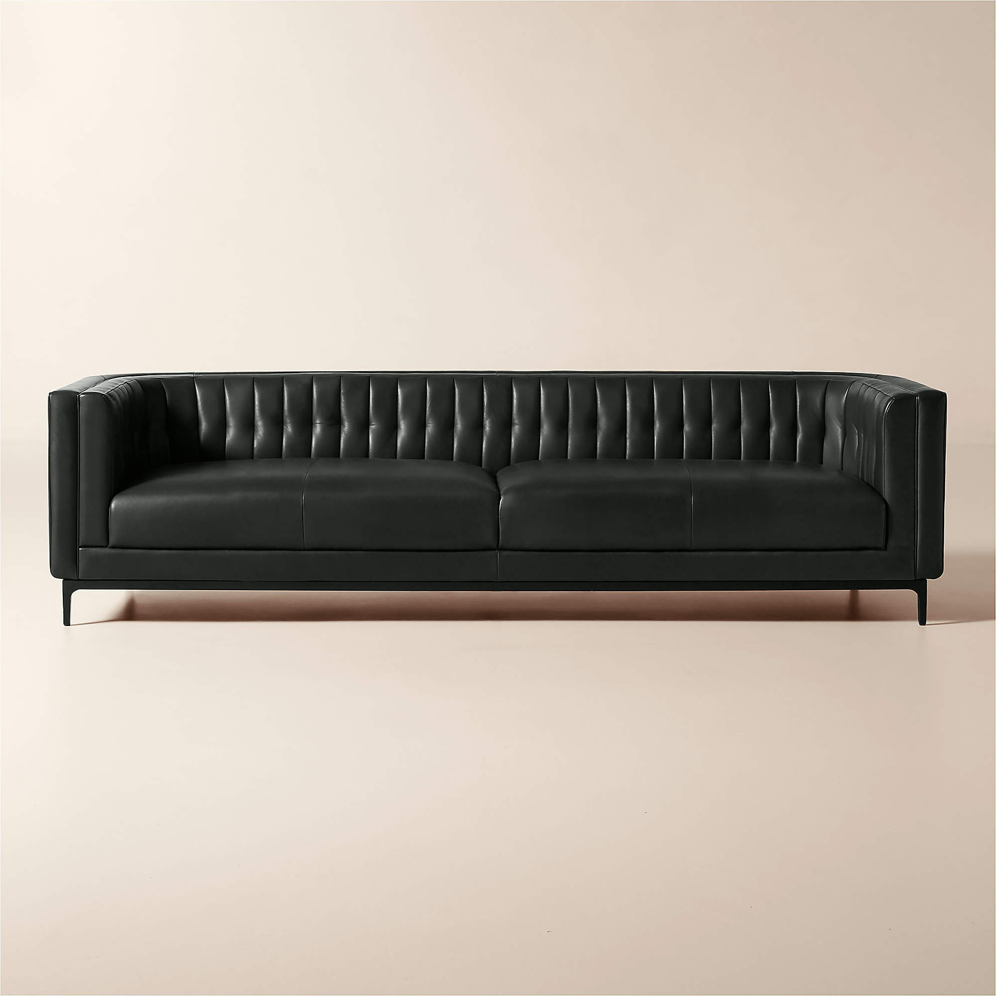Ambroise 104" Black Leather Sofa + Reviews | CB2 | CB2