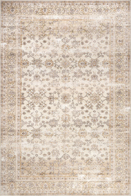 Beige Meena Fading Garden Spill Proof Washable 9' 6"" x 13' 6"" | Performance rug | Rugs USA