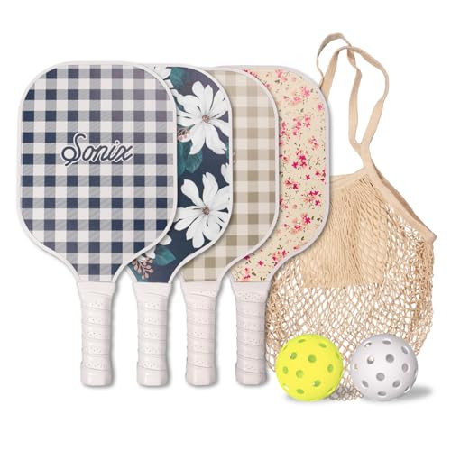 Sonix | Pickleball Paddles Set of 4 | USAPA Approved | Fiberglass Surface Pickle Ball Set with 4 Rackets, 2 Balls, & Bag | Delilah Flower, Cottage Floral | Amazon (US)