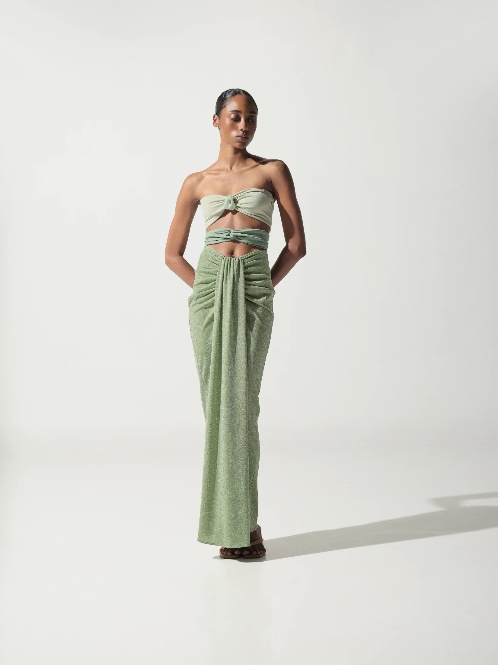 Giselle Maxi Dress Green in Lycra | BAOBAB INT