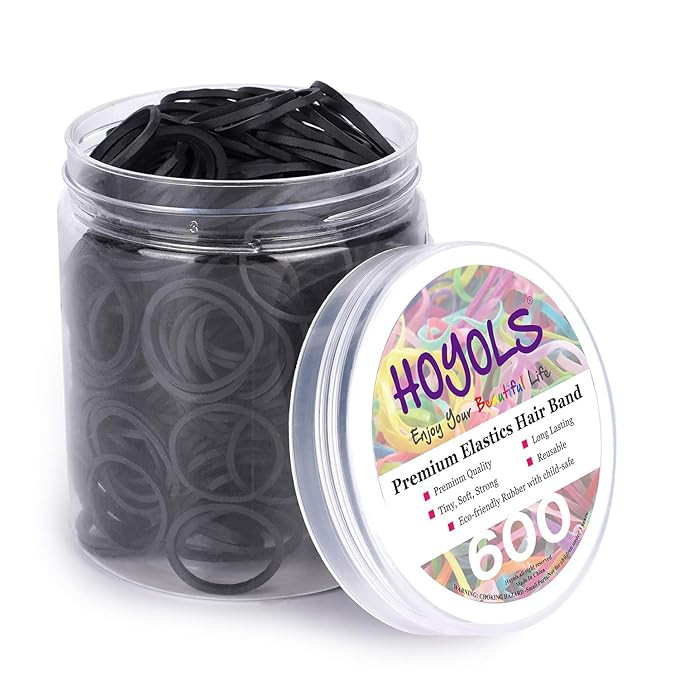 HOYOLS 3/4” Inches Black Hair Rubber Bands for Hair Ties Small Elastics Bands Large Hair Braidi... | Amazon (US)