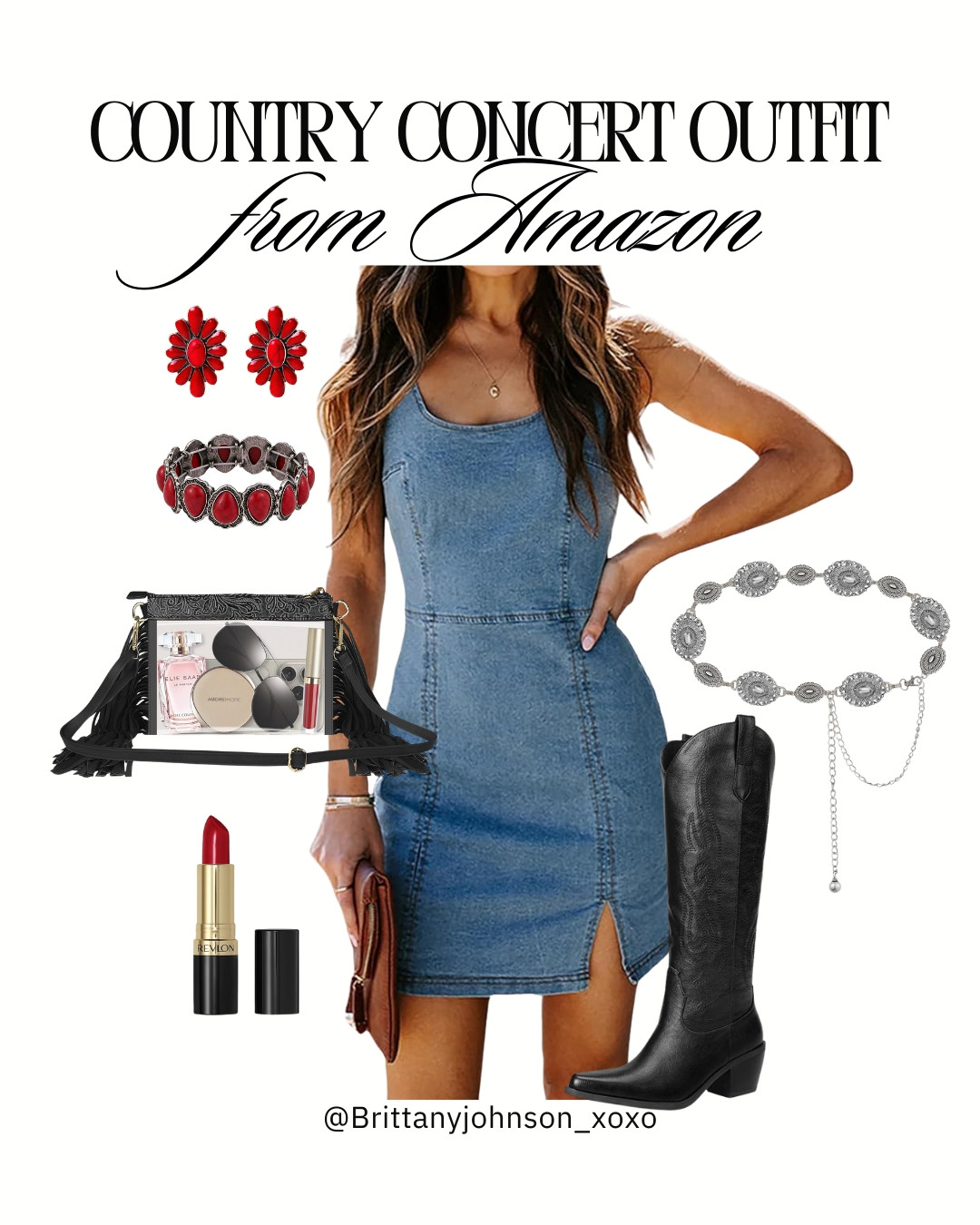 Country concert outfit inspo! 🤠🖤 This denim dress + black boots combo is so cute for summer concerts! 

 #LTKootd #LTKSeasonal #LTKSaleAlert