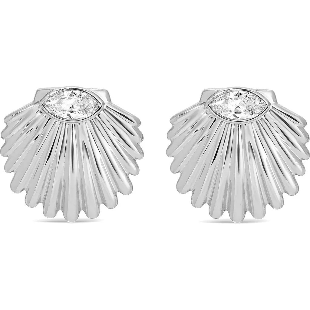Ettika Santorini Shell Stud Earrings in Silver at Nordstrom | Nordstrom