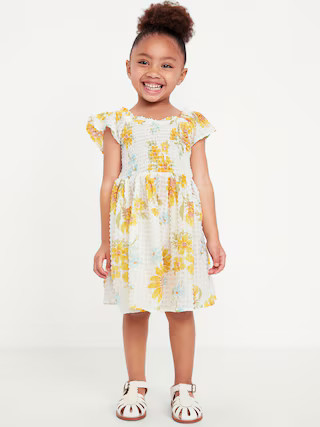 Printed Flutter-Sleeve Smocked Dress for Toddler Girls | Old Navy (US)