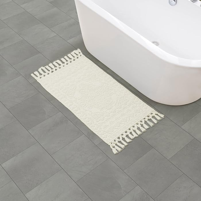 French Connection Nellore Bathroom Rugs, Woven and Beaded Bathroom Mats, Durable Bath Rugs, Thick... | Amazon (US)