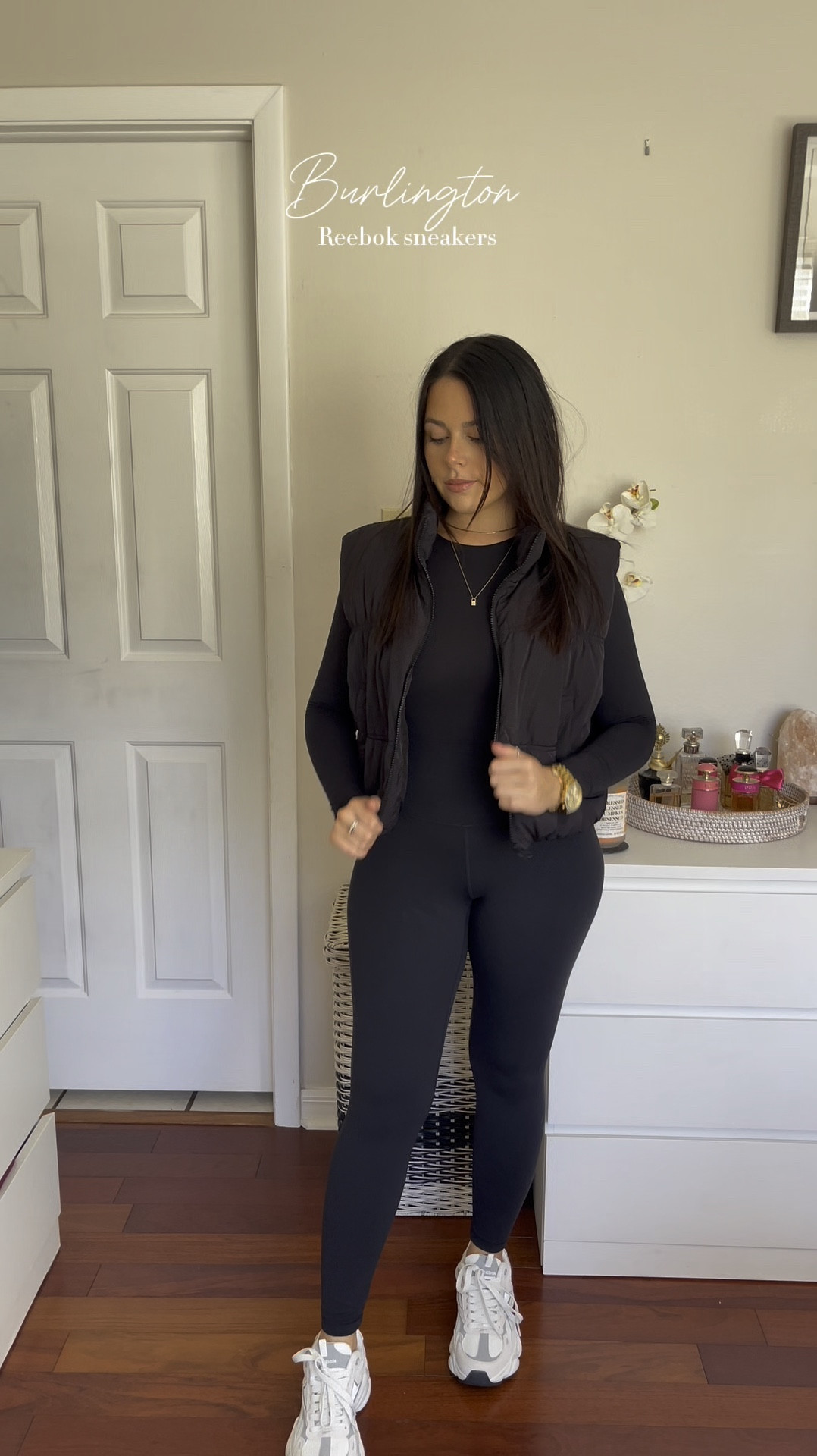 Bodysuit - small - Amazon 
Leggings - medium - Amazon 
Puffer vest - Large - H&M 
Shoes - Burlington - true to size 

#LTKActive #LTKStyleTip #LTKFindsUnder50