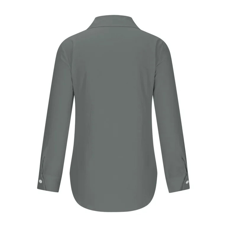 Utoimkio Women's Solid Color Button Down Shirts Cotton Linen Dressy Work Blouse Tops Long Sleeve ... | Walmart (US)