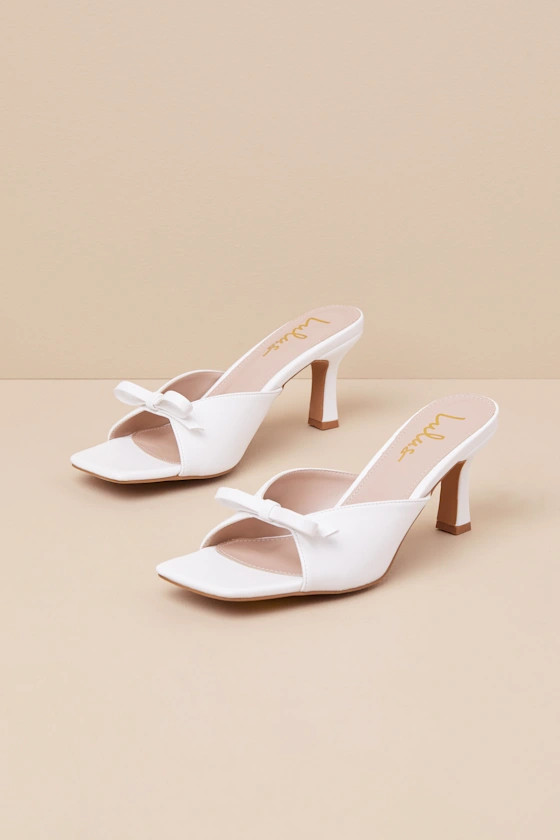 Octavie White Bow High Heel Slide Sandals | Lulus