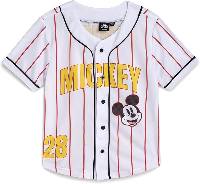 Disney Boys Baseball Jersey - Cars Lightning McQueen Stitch Mickey Mouse Button Up Boys Baseball ... | Amazon (US)