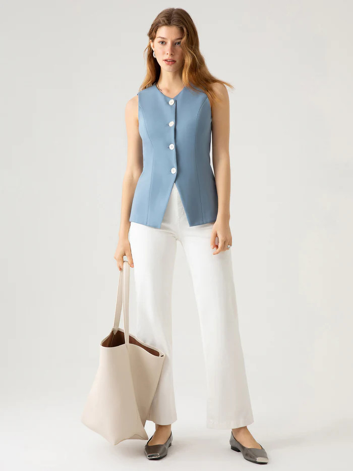 Longline Button-Down Waistcoat - Black | OGL