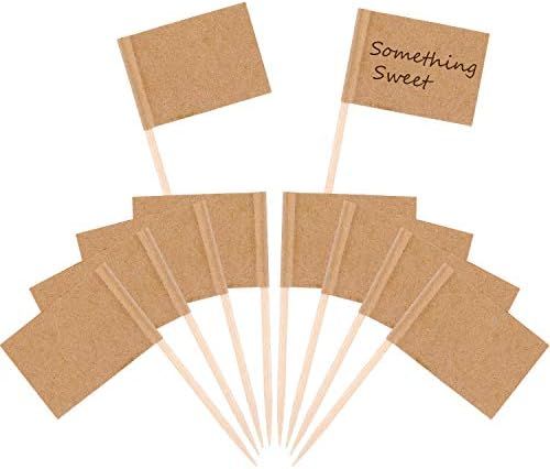 100 Pieces Blank Toothpick Flags Cheese Markers Food Labels for Party Buffet Cheese Labels for Ch... | Amazon (US)