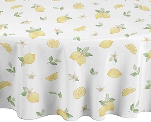 Lemon Kitchen Decor Yellow Green White Tablecloth Overlay Cover Tabletop for Dining Room Table Botan | Amazon (US)