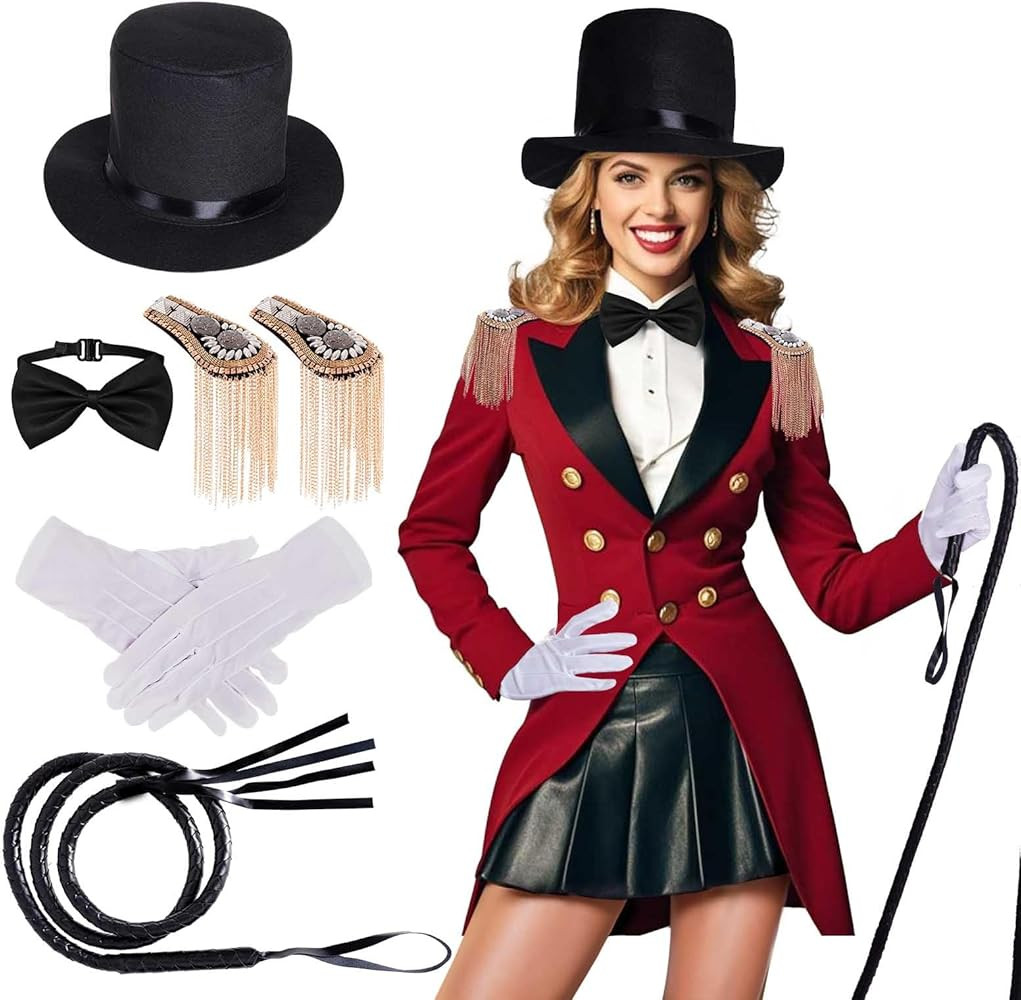7Pcs Circus Ringmaster Costume Women Men Halloween Circus Costume Accessories Adult Ringmaster Co... | Amazon (US)