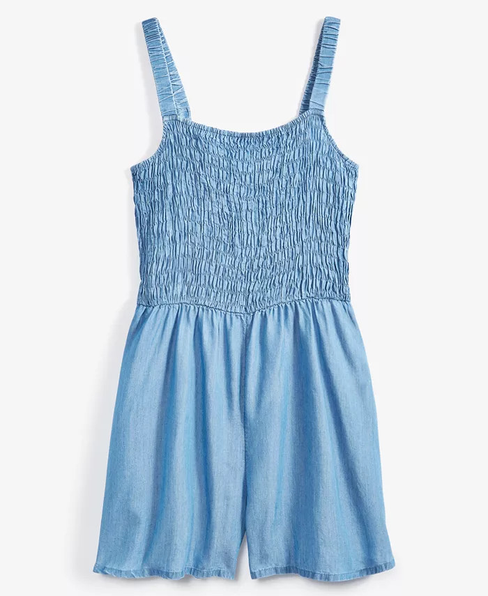 On 34th Women's Chambray Smocked Sleeveless Romper, Created for Macy's - Macy's | Macy's