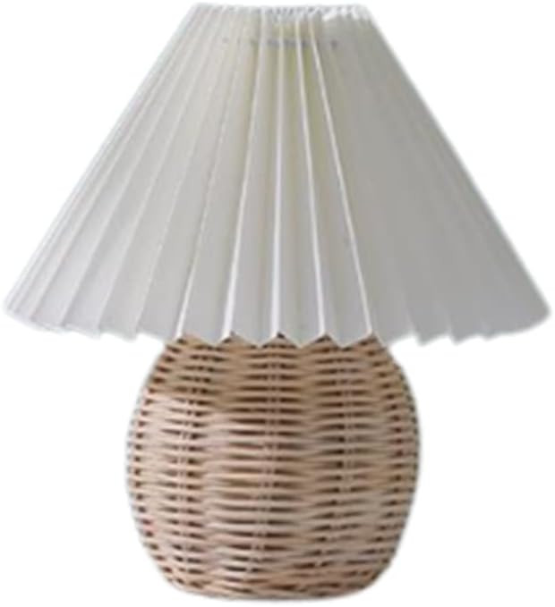 Pleated Table lamp Korean ins Girl Heart Decoration Bedroom Bedside Ceramic Table lamp (White Lam... | Amazon (US)