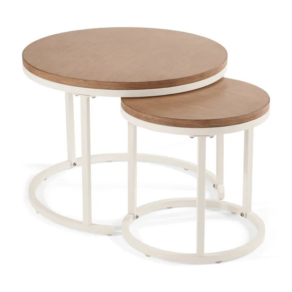 Better Homes & Gardens Marlow Outdoor 2pk Patio Nesting Tables, White | Walmart (US)