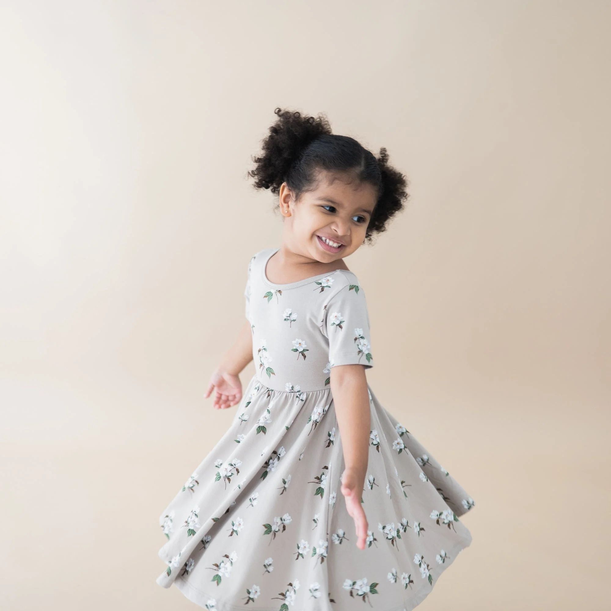 Twirl Dress in Small Khaki Magnolia | Kyte BABY
