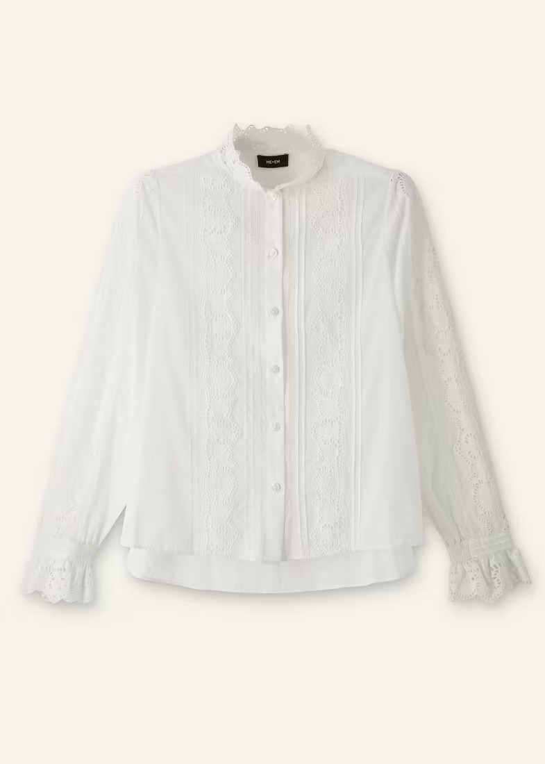 Cotton Voile Embroidery Detail Blouse | ME+EM Global (Excluding US)