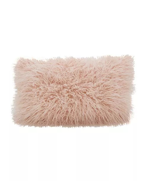 Saro Lifestyle Mongolian Faux Fur Decorative Pillow, 12" x 20" - Macy's | Macy's